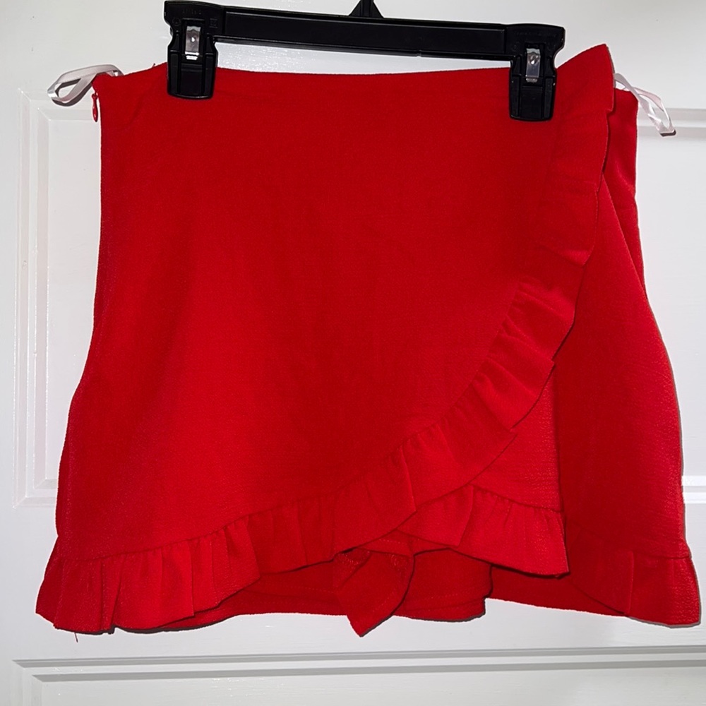 Shein Red Ruffle Skort Size Small New